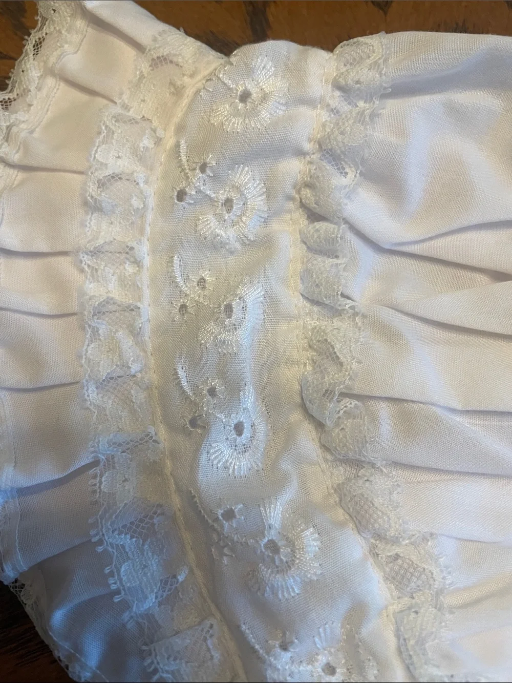 Vintage Infants White Lace Bonnet With Tie Size 3-6 Months
